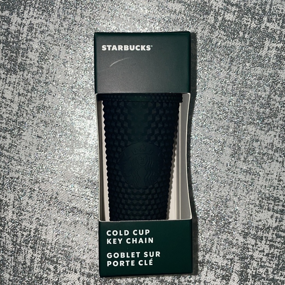 NEW Starbucks Mini Dark Green Studded Cup Keychain Bling Soft Touch 2022 - Picture 2 of 4